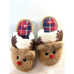 Lil Deer Girls Christmas Reindeer Slippers Size L 2-3